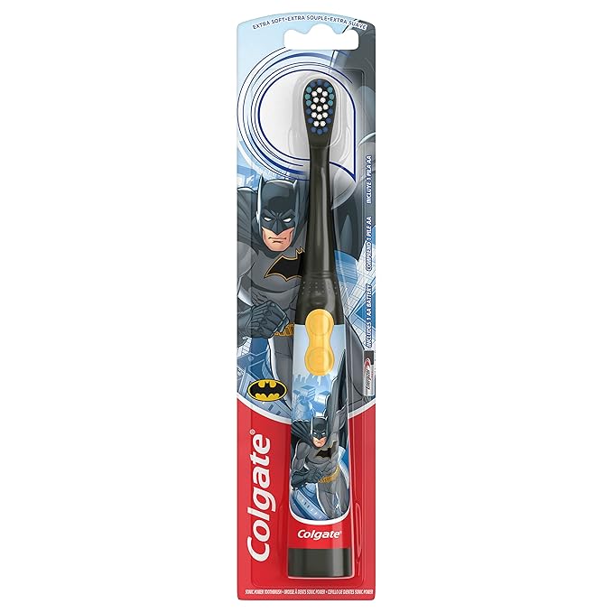 Colgate Kids Battery Powered Toothbrush, Batman, Extra Soft Toothbrush, Ages 3 and Up, 1 Pack, Colors May Vary & Kids Bluey Toothpaste with Fluoride, Fights Cavities, Mild Fruit Flavor, Sugar Free