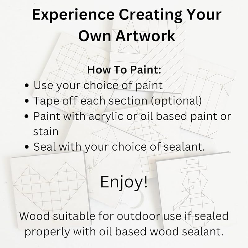 Large Flower Barn Quilt Wood Pattern Kit Craft for Adults, Blanket Block DIY Wall Art to Paint, Unfinished Paintable Patchwork Square Do It Yourself Sign for Home Decor Party (9 inches) AVTRBoutique