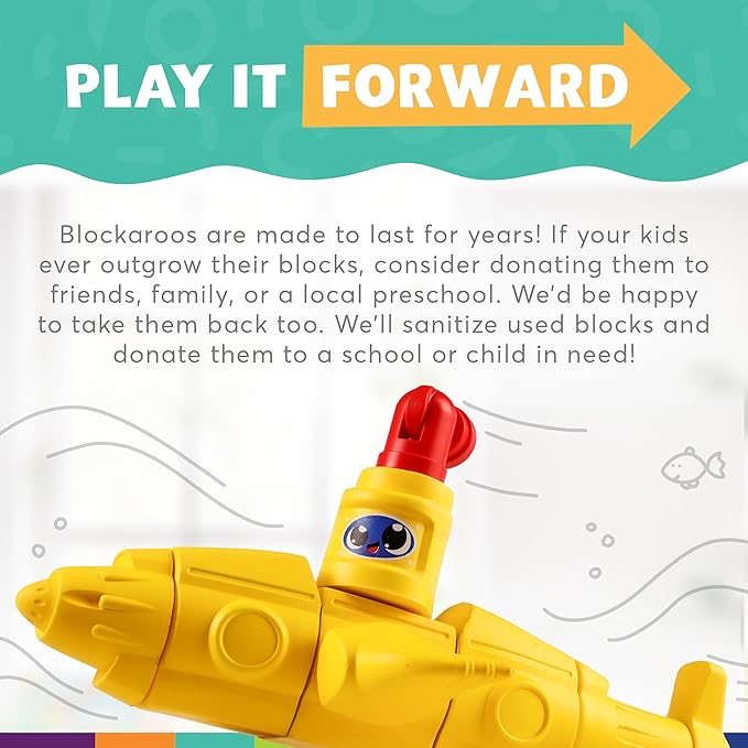 Magnetic Foam Building Blocks - 10-Piece Submarine, Bath Toys for Toddlers, Preschool Toys, Bathtub Toys, Sensory Toys, Blocks for Toddlers 3-5, Engineering Toys for Kids 3-5, Bath Blocks