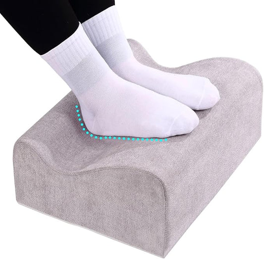 Foot Rest for Under Desk at Work, Ergonomic Under Desk Footrest with Washable Cover, Memory Foam Foot Stool for Office Chair & Gaming Chair, Back & Hip Pain Relief, Light Grey