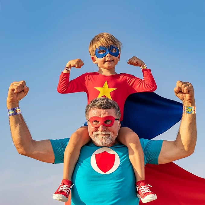 Kolewo4ever 144 Pieces Hero Slap Bracelet Hero Text Wristbands Hero Party Favors Slap Bracelets for Kids Boys Girls Snap Bracelets Hero Party Supplies