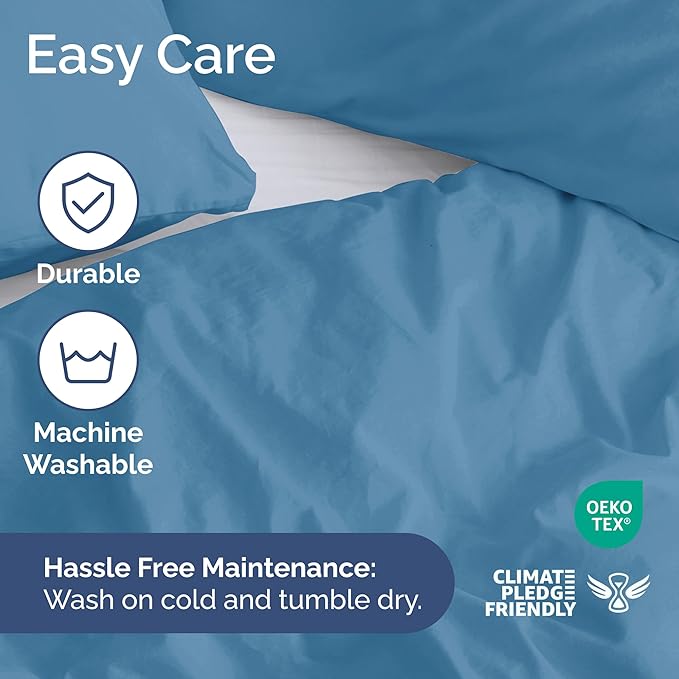 CGK Unlimited Duvet Cover Twin/Twin XL Size Set - Extra Soft Duvet Cover 68 x 90 with 1 Pillow Sham - Hotel Quality, Fade Free w/Zipper Closures & Ties - Bedding and Bed Linens Set (Denim Blue)