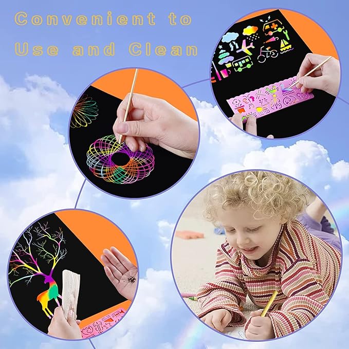 16 Pack Scratch Notebooks Art and Crafts for Kids Ages 4-8-12 Party Favors, Treasure Box Prizes for Kids Classroom Pinata Stuffers Goodie Bags Activities Drawing Girls Birthday Games