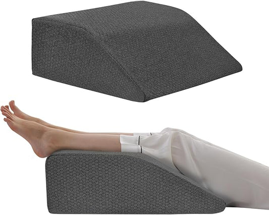 Bedluxe Leg Elevation Pillows, Leg Pillows for Sleeping, Cooling Gel Memory Foam Top, Wedge Pillow for Legs, Leg Wedges for Circulation, Swelling, After Surgery - Removable Cover (8 Inch, Black)