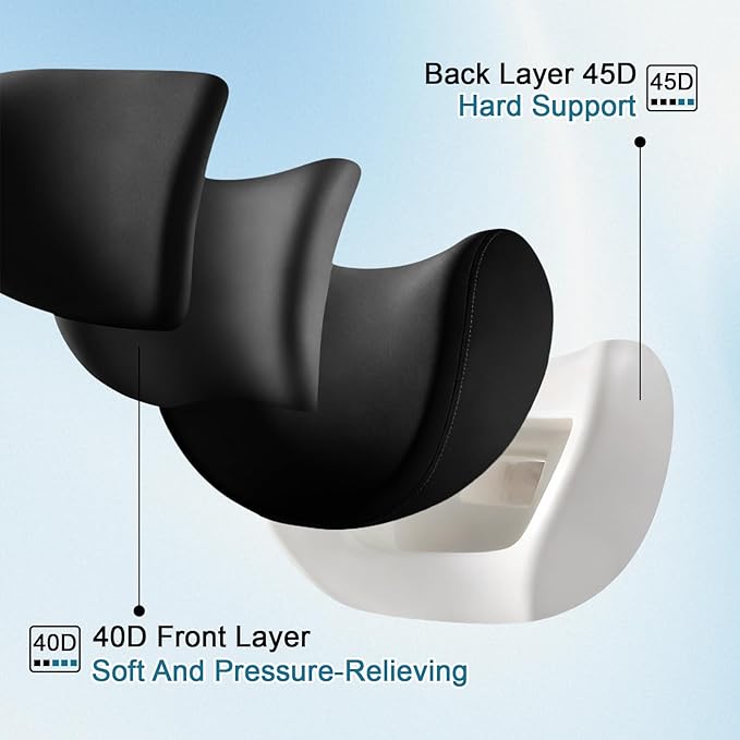 2Pcs 2025 Double-Layer Car Pillow, Cloud-Like Comfort Car Neck Pillow, Dual C-Curve Support Car Headrest Pillow – Experience First-Class Driving Comfort. (Black)