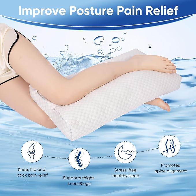 Cooling Knee Pillow for Side Sleeper, 5" Leg Pillow for Side Sleeping, 100% Cooling Fabric Pillow for Between Knees While Sleeping - High Support Alternative for Relieving Leg, Back, and Knee Pain