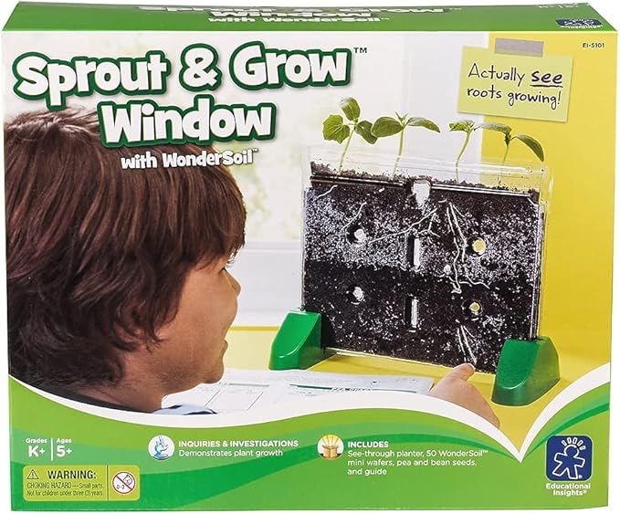 Educational Insights Sprout & Grow Window Plant Growing Kit, Science Kit for Homeschool & Classrooms, Ages 5+