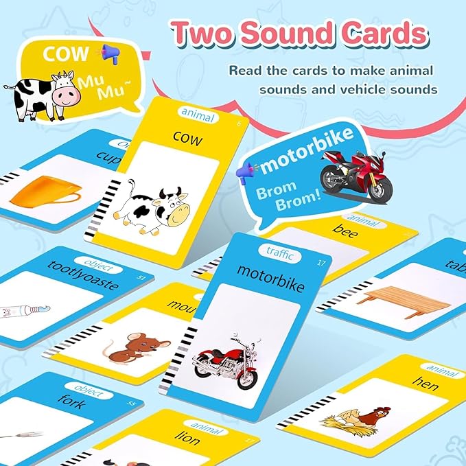 Talking Flash Cards for Toddler 1-6 Year Olds, Learning Montessori Toys with 224 Sight Words, Pocket Speech for Toddlers Therapy Toys, Children's Sensory Preschool Learning Educational Birthday Gifts
