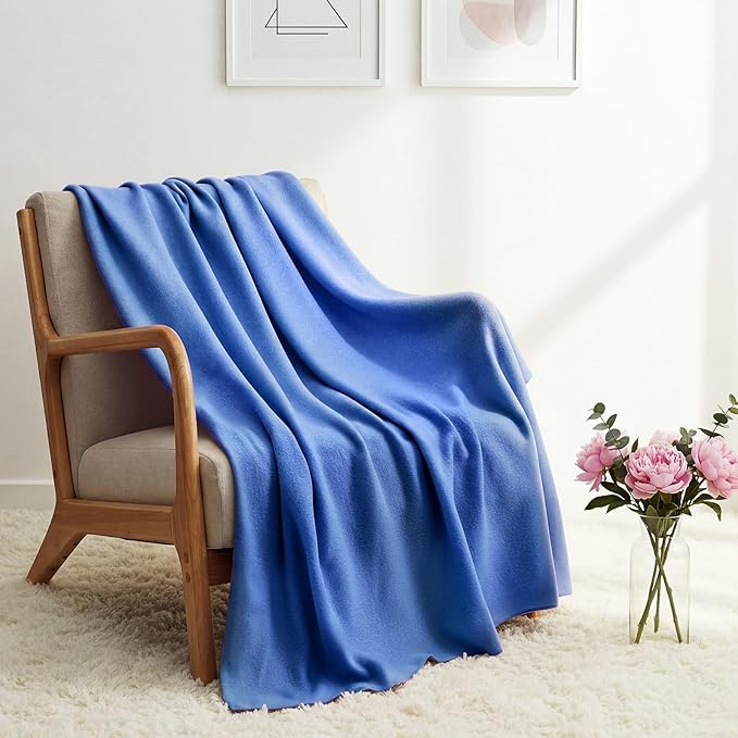Kinlop Fleece Blanket Bulk 60 x 50 Inch Soft Lightweight Fleece Cozy Blanket Warm Throw Plush Pet Throw for Bed Couch Sofa Home Office Wedding Gifts Travel Camping(Deep Sea Blue,40 Packs)