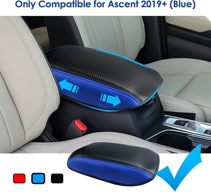 Coleya 2019-2025 2026 Ascent Center Console Cover for Subaru Ascent (Premium/Onyx Edition/Limited/Bronze Edition/Touring), Waterproof&Anti-Scratch Leather Armrest Cover 2025 Ascent Accessories (Blue)