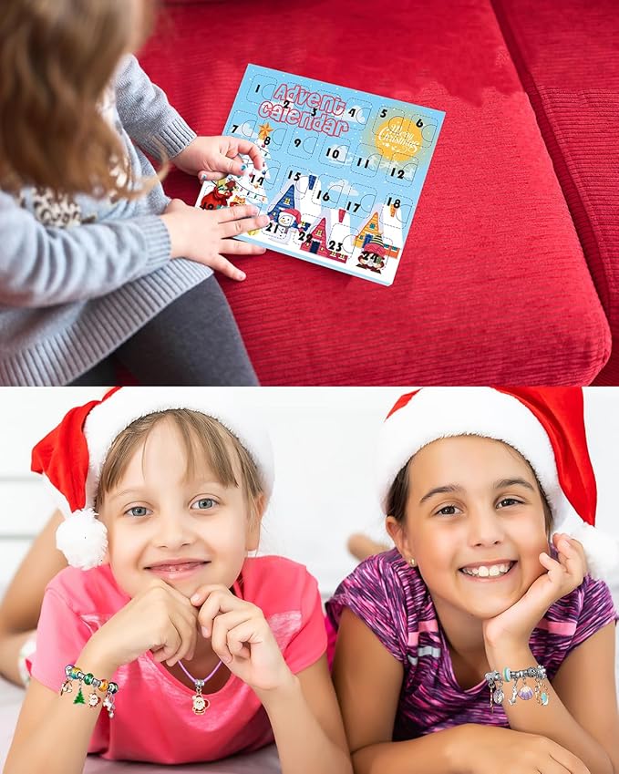 Girls Advent Calendar 2024, Charm Bracelets Making Kit for Kids Christmas Countdown Calendars 24 Days Xmas Jewelry Making Kit for Girls 6-7, Teens Teenagers Girl 8-12 & Women Arts and Crafts Gift Toys