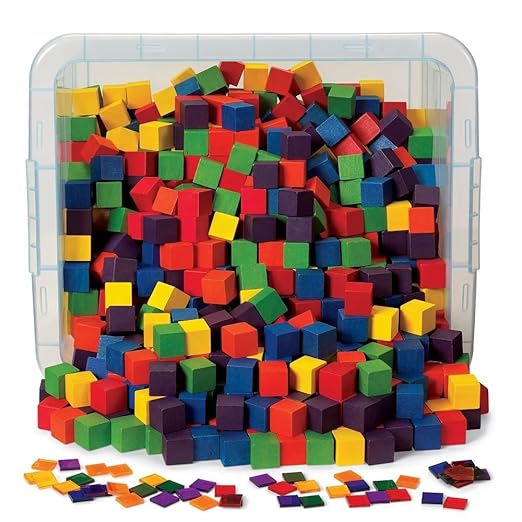 hand2mind Wood Blocks, Teacher Counting Blocks for Math, Classroom Manipulatives for Elementary, Math Cube Manipulatives, Counting Cubes for Kids Math, Color Counters for Classroom (Pack of 1000)