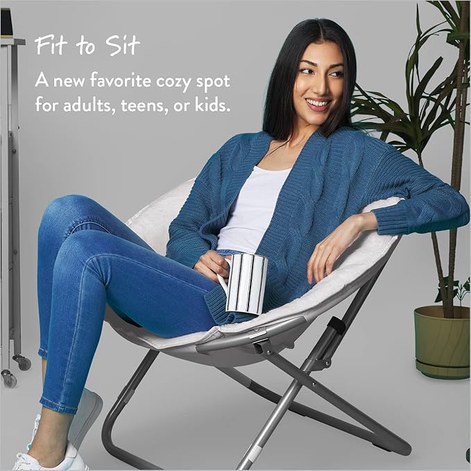 Urban Lifestyle Faux Fur Saucer Chair, White