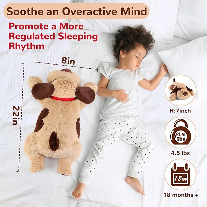 meowtastic Brown Dog Weighted Stuffed Animals - 22 Inch 4.5 Pounds Weighted Plush Dog Stuffed Animals - Big Stuffed Dog Weighted Plush Pillow - Cute Plush Toys Gifts for Kids & Adults (22" 4.5 lbs)