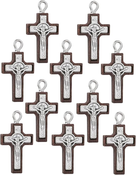 COTTVOTT Wooden Christian Jesus Cross/Orthodox Crucifix Charms Pendants for Rosary Necklace, DIY Jewelry Making Accessories Parts