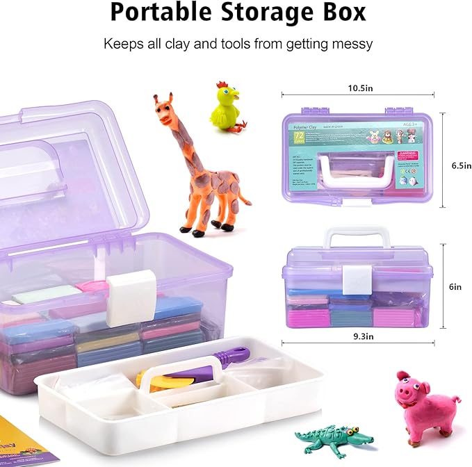 Aestd-ST Polymer Clay 72 Colors, Modeling Clay for Kids, Non-Sticky Oven Bake Clay with Sculpting Tools, Holiday Gift for Kids and Artists.