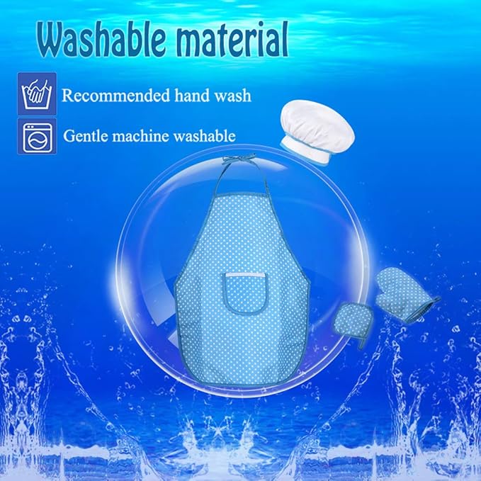 HmiL-U Chef Set for Kids - 13 Pcs Kids Cooking and Baking Set Includes Kids Apron, Chef Hat, Utensils, Cooking Mitt for Kids Chef Role Play Set , Gift for 3 Year Old Girls and up(Blue)