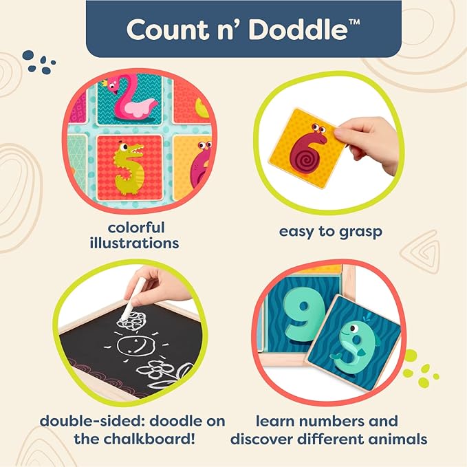 B. toys- Puzzle Pals- Magnetic Wooden Puzzles – Alphabet Puzzle & Number Puzzle – Double-Sided Puzzles & Chalkboards – Educational Toys for Kids – 3 Years +