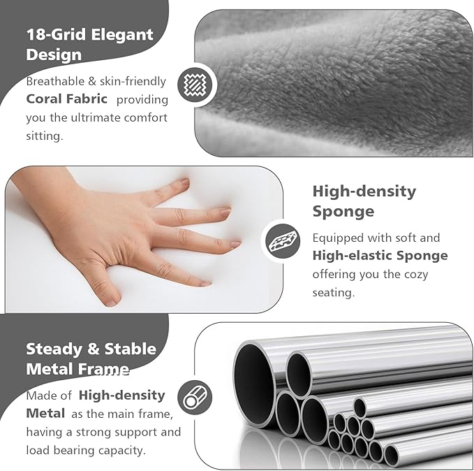 Folding Floor Chair 14-Position Cushioned Adjustable Floor Lazy Sofa Chair w/Breathable Cotton & Skin-Friendly Flannel for Adults & Kids Ideal for Reading Meditating, Grey