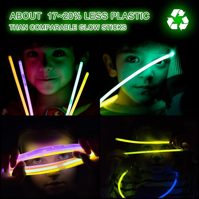 Glow Sticks Bulk - Ultra Bright 800 Party Pack with Connectors for Christmas, Neon Birthday and Holidays - Multicolor 8" Glow Sticks Necklaces Bracelet