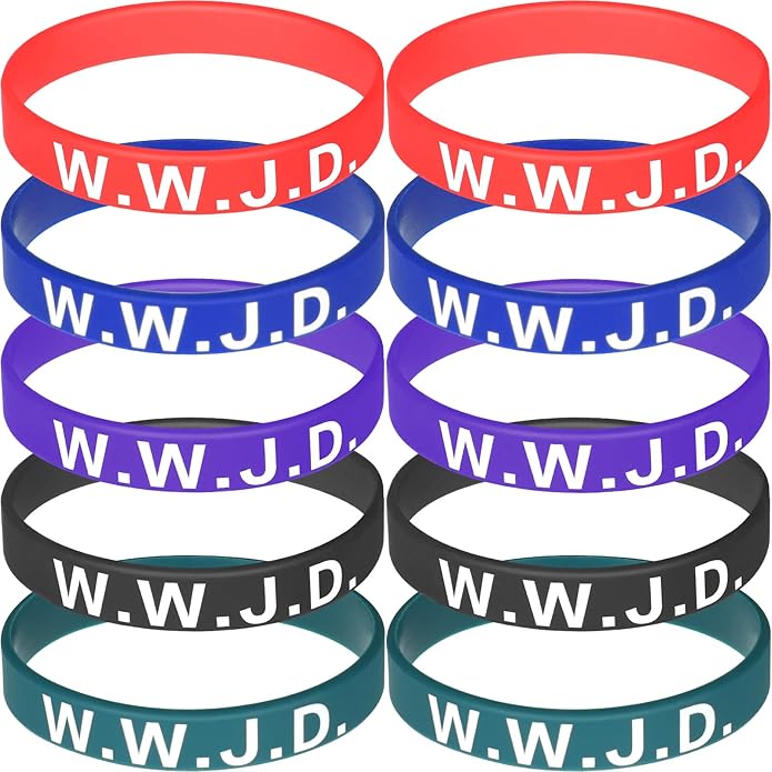 Jadive 20 Pcs WWJD Rubber Bracelets What Would Jesus Do Silicone Wristbands for Women Men Jesus WWJD Inspirational Bracelet Motivational Bracelet Religious Christian Party Favors Gifts