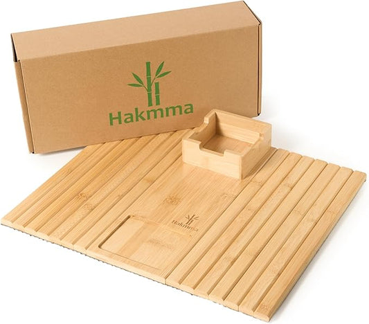 Bamboo Couch Cup Holder – Eco-Friendly Sofa Armrest Tray Table with Cup Holder for Coffee, Snacks & Phone – Foldable Bamboo Couch Arm Table, Anti-Slip Armrest Tray for Couch