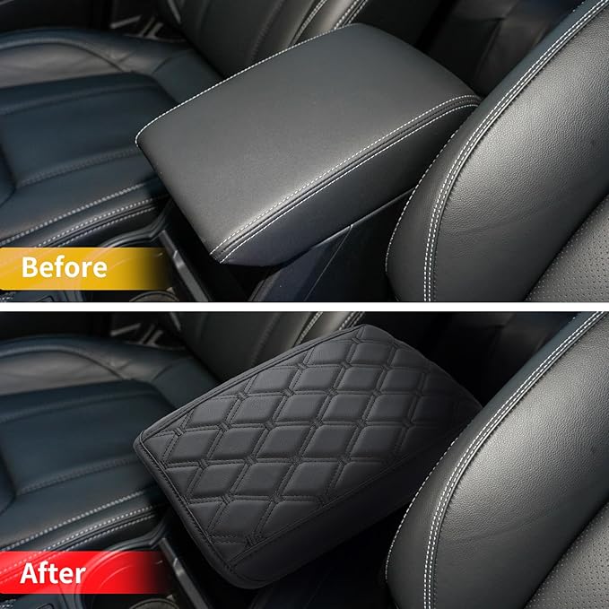 GIANT PANDA Custom Car Center Console Armrest Cover Fit 2019 2020 2021 2022 2023 2024 2025 Subaru Forester,Waterproof Faux Leather Middle Console Cover Protector - Full Protection - Black