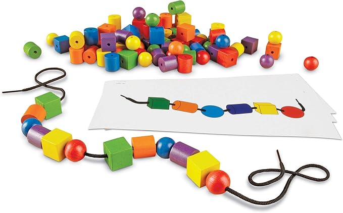 Learning Resources Beads and Patterns Card Set,130 Pieces Ages 3+, Lacing Beads,Back to School Supplies,Teacher Supplies for Classroom
