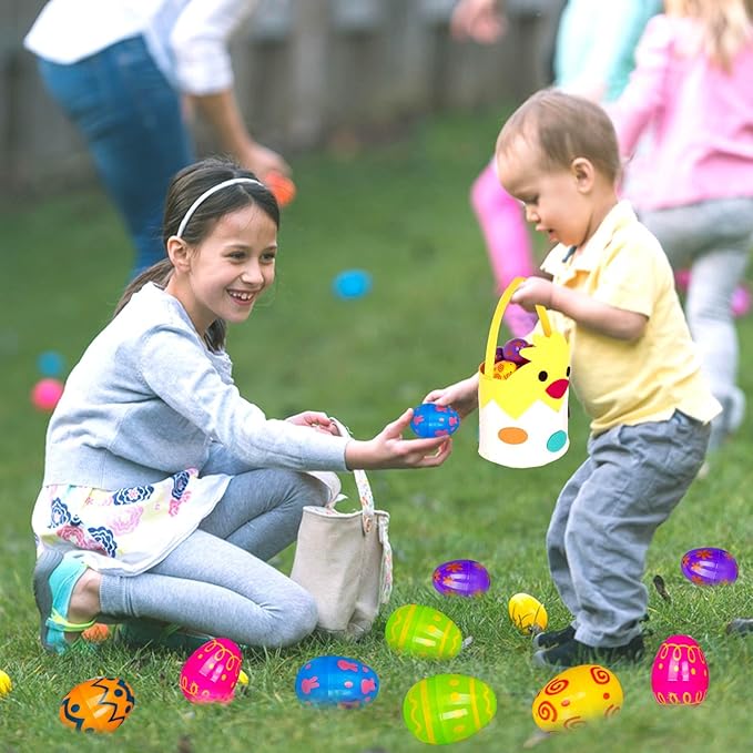 30 Packs Easter Plastic Printed Bright Eggs,Easter Theme Pop Keychain Bracelets Rings Bubble Toys Set,Fidget Stress Relief Squeeze for Basket Stuffer,Classroom Exchange Game Prize Supplies