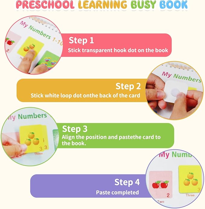 Montessori Busy Book for Toddlers 1-3 3-5, My Preschool Busy Book Sensory Toys for 3 4 5 6 Year Old Kids, Education Workbook Learning Activities - Christmas Birthdays Gifts for Boys and Girls