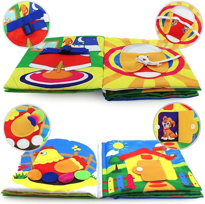 Infant Soft Book, Baby Books 6 to 12 Months, Cute Montessori Educational Newborn Baby Toys 0-3 Months, Nontoxic Fabric Touch & Feel Crinkle Cloth Books for Babies, Infants, Toddlers Visual Stimulating