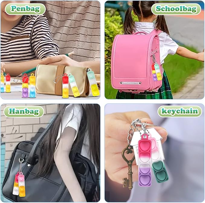 81 PCS Mini Pop Fidget Toys Pack Party Favors, Easter Silicone Squeeze Pop Bracelet it Bubble Fidget Bulk Sensory Toys, Pop Keychain Bubble Toy Party Bag Fillers for Kids, Wrap Pop Toy