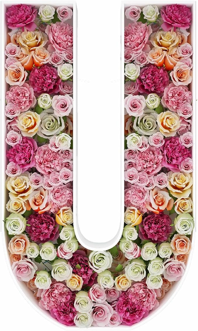 2FT Letter U Mosaic Balloon Frame Letter DIY Fillable Letters Kit for Birthday Party Wedding Backdrop Decor