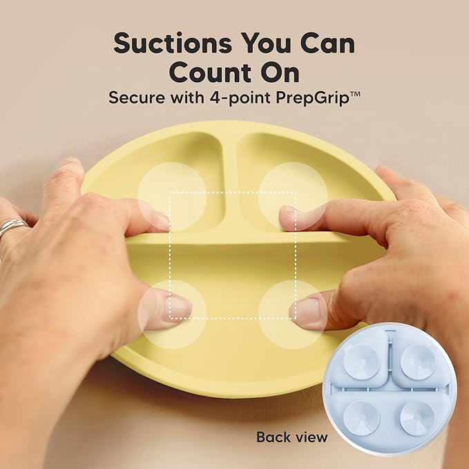 KeaBabies Suction Plates with Lids for Baby - 3-Pack 100% Silicone Suction Plates for Baby, Kids,Toddler Plates,Divided Baby Plates with Suction,Lids, BPA-Free, Microwave, Dishwasher Safe (Popsicle)