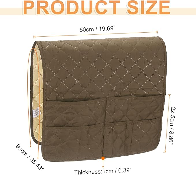 uxcell Couch Sofa Armrest Organizer Non-Slip Chair Arm Recliner Remote Control Organizer with 6 Pockets for Books, Magazines, Tablet, Phone, Camel