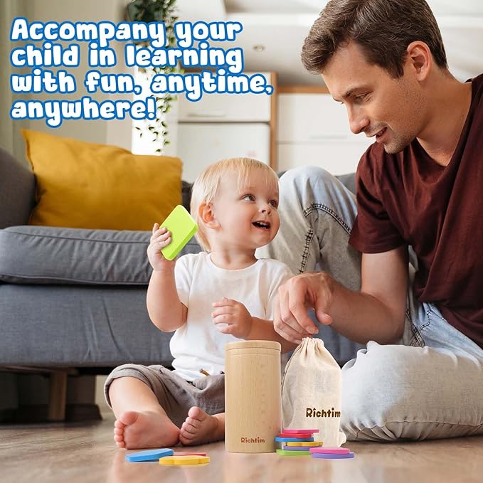 Richtim Montessori Toys for 1-3 Year Old: Color Sorting Wooden Drawer Box Toy for Toddlers, Object Permanence and Fine Motor Sensory Toy (One Size)