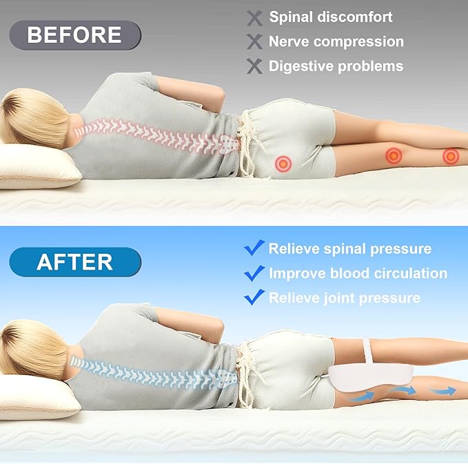 Memory Foam Knee Pillow for Side Sleeping,Leg Pillow with Elastic Band for Sciatica, Hip & Back Pain Relief,Between Leg Pillow for Side Sleepers, Removable Breathable Cover,White