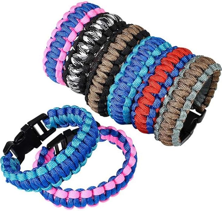 ArtCreativity Paracord Buckle Bracelets - Pack of 12 - Two Tone Color Scheme - 9 Inch Cobra Bracelets - Fashionable Party Favor and Carnival Prize