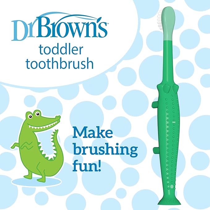 Dr. Brown's Baby and Toddler Toothbrush - Crocodile, BPA Free - Age 1-4Y