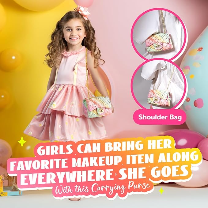 Kids Real Makeup Kit for Little Girls - Real, Non Toxic, Washable Make Up Toy - Toys Gift for 3 4 5 6 7 8 9 10 12 Years Old Girls Birthday