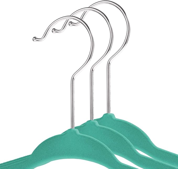 Casafield 50 Velvet Baby Hangers - 11" Size for Infant & Toddler Clothes - Teal