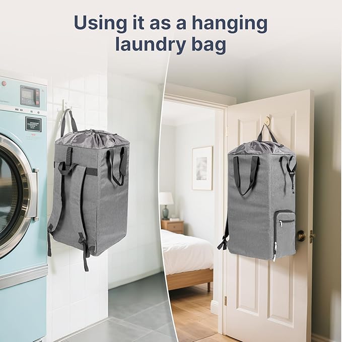 Bukere Laundry Backpack for College Students Dorm Essentials, Extra Large 90L Hanging Bag with Adjustable Shoulder Straps, Portable Laundry Tote for Apartment, Laundromat, Travel