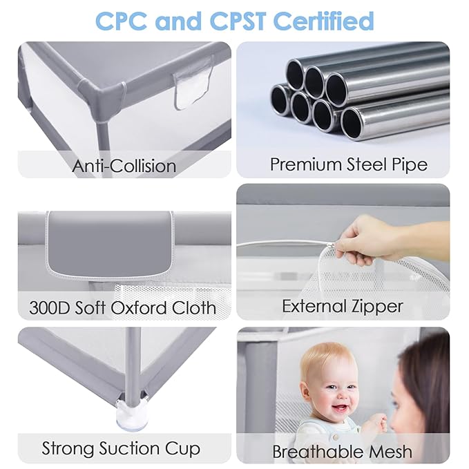 Baby Playpen Extra Large Playpen for Babies and Toddlers, 79"x59" BPA-Free Non-Toxic Play Yard for Baby, No Gaps Safe Indoor & Outdoor Activity Center with Zipper Gate