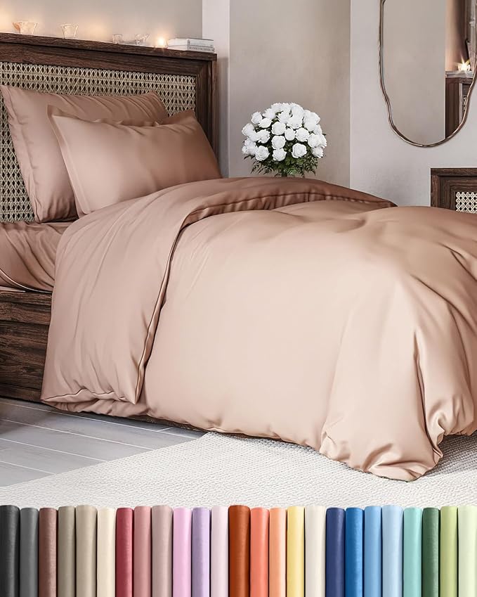 CGK Unlimited Duvet Cover Twin/Twin XL Size Set - Extra Soft Duvet Cover 68 x 90 with 1 Pillow Sham - Hotel Quality, Fade Free w/Zipper Closures & Ties - Bedding and Bed Linens Set (Mauve)