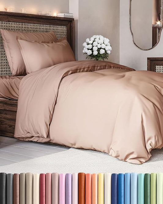 CGK Unlimited Duvet Cover Twin/Twin XL Size Set - Extra Soft Duvet Cover 68 x 90 with 1 Pillow Sham - Hotel Quality, Fade Free w/Zipper Closures & Ties - Bedding and Bed Linens Set (Mauve)