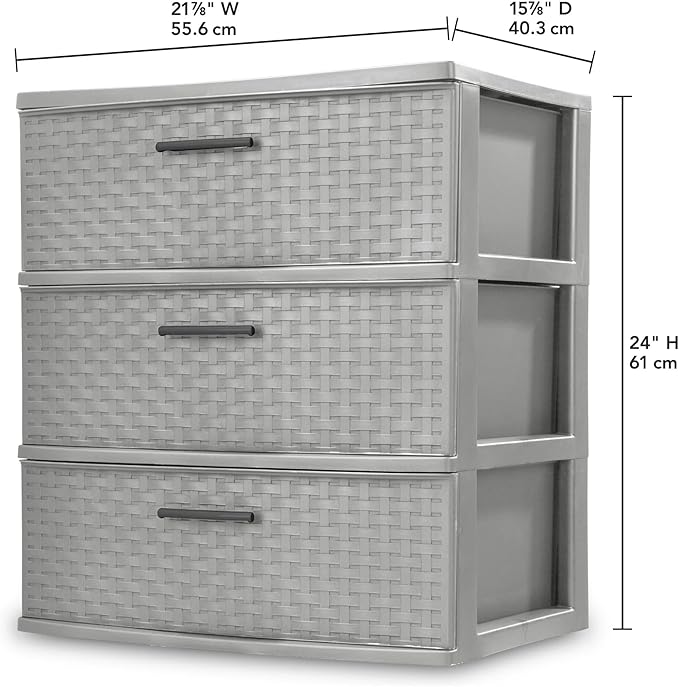 3 Drawer Wide Weave Tower color：Cement