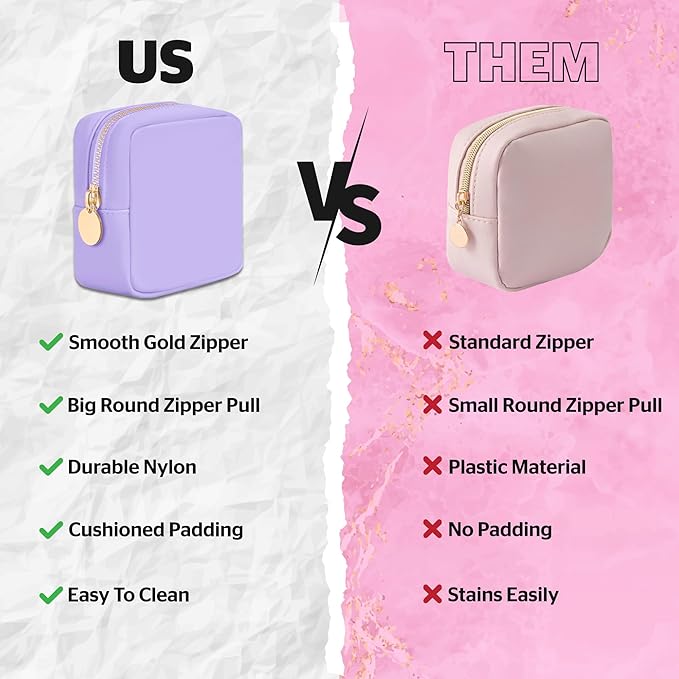 DANCOUR Nylon Makeup Bags for Women Large Preppy Travel Toiletry Pouch Cosmetic Bag Makeup Organizer