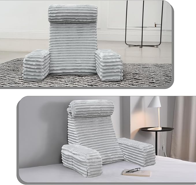 ENITYA Back Pillow for Bed Sitting up, Reading Pillow for Sitting in Bed Adult, Back Support Chair Pillow for Sitting up Reading/Resting/Post Surgery/Watching TV/Gaming,Light Grey