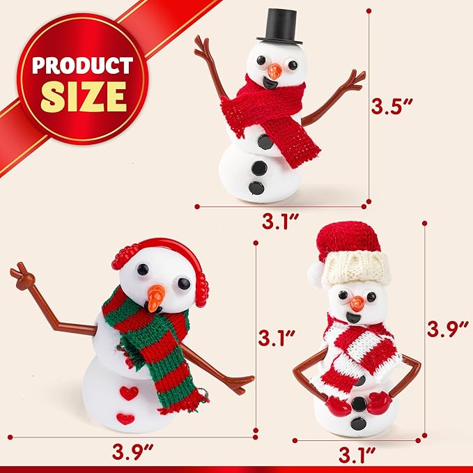 JOYIN Christmas Build Your Snowman Craft Kit, 9 Pack DIY Snowman Christmas Craft Kit for Christmas Party Favor, School Arts and Craft Activities, Xmas Gift Stocking Stuffers for Kids, Holiday Presents