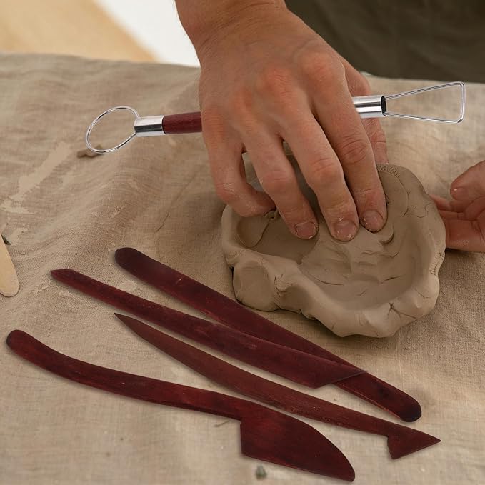 EXCEART 5pcs Ceramics Tools Pottery Kit Kids Tools Wood Tools Wood Carving Tools Wooden Pottery Tools Wooden Carving Kit Wooden Sculpting Tools Clay Modeling Bamboo Child